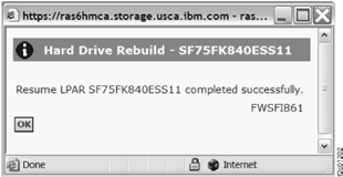 Window: Hard drive rebuild resume LPAR completion