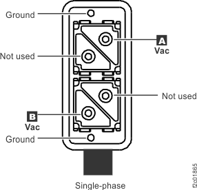 Single-phase mainline power connector at DC-UPS end