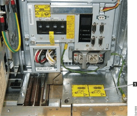Safety labels on caster plate to right of the tailgate