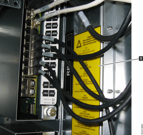 Safety labels, rear upper right
