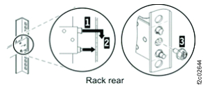 Management enclosure rail, rear release bracket