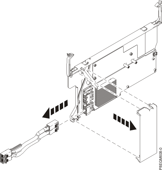 Disconnect front SAS cables (cover shown in figure is not used on C14 adapter)
