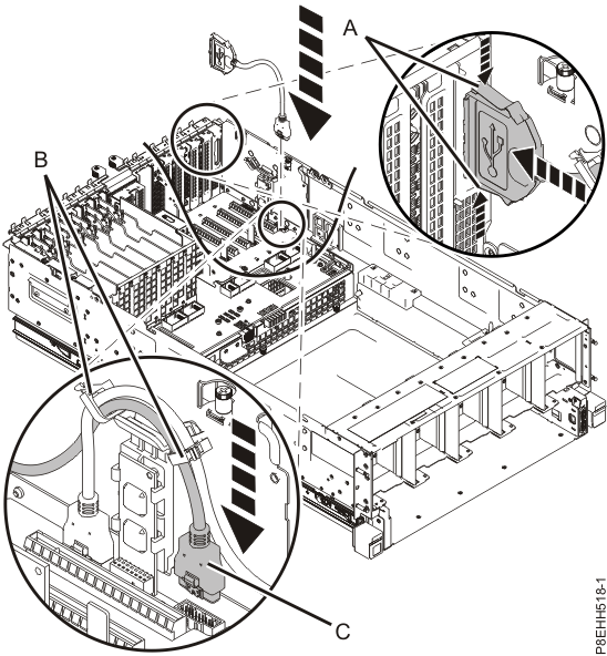 Replacing the rear USB cable